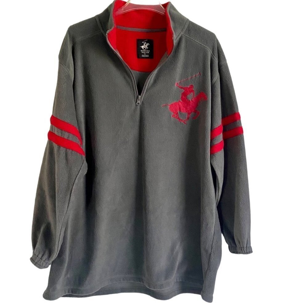 Beverly Hills Polo Club Pullover Sweatshirt Gray Red XXL